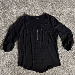 Elegant Black Blouse with Zipper Detail